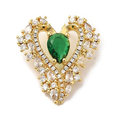 Rack Plating Brass Micro Pave Cubic Zirconia Pendants KK-U027-10G-1