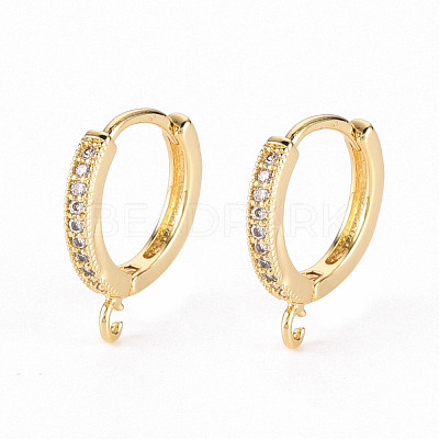Brass Micro Pave Clear Cubic Zirconia Hoop Earring Findings ZIRC-S068-009A-NF-1