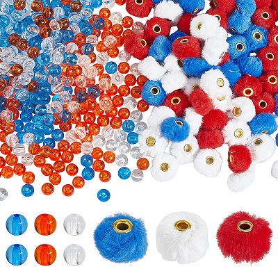 72Pcs 3 Colors Imitation Rabbit Hair European Beads FIND-PH0062-23-1
