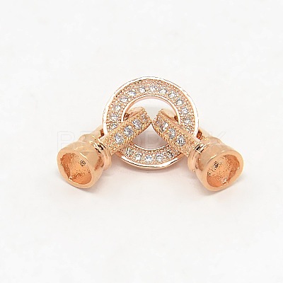 Brass Micro Pave Cubic Zirconia Fold Over Clasps ZIRC-P003-27RG-1
