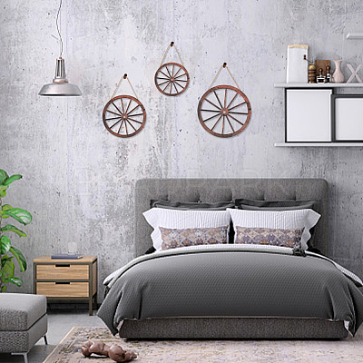 Natural Wood Hanging Wall Decorations Set HJEW-WH0047-22-1