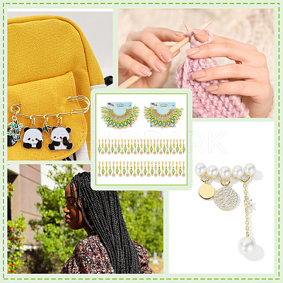 Daisy & Oval Pendant Stitch Markers HJEW-AB00458-1