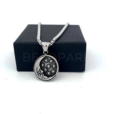Men's 304 Stainless Steel Moon Star Pendant Punk Vintage Necklaces LK3922-1