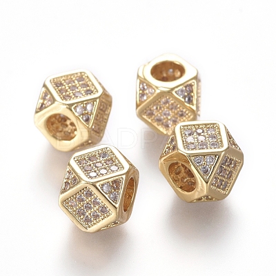 Brass Micro Pave Cubic Zirconia Beads ZIRC-L088-01B-G-1