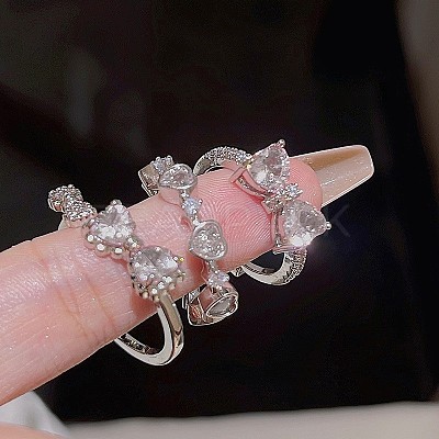 3Pcs Alloy with Rhinestone Cuff Rings FS-WGCB7EB-10-1