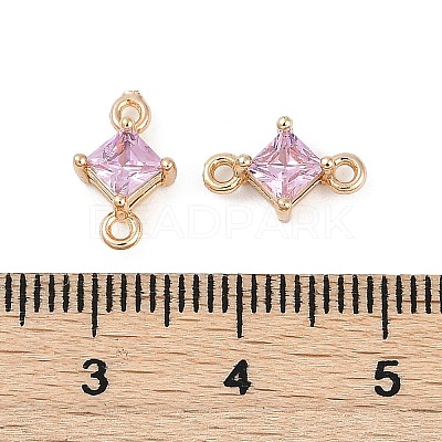 Brass Pave Glass Rhombus Links Connector Charms X1-GLAA-Q088-001A-1
