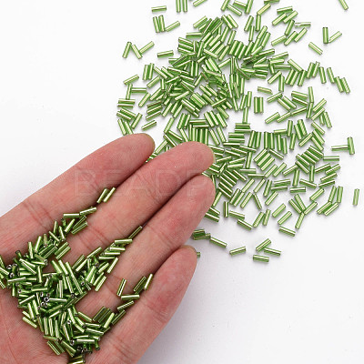 Plated Glass Bugle Beads SEED-S046-01B-49A-1