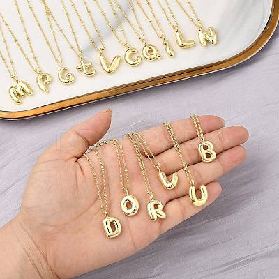 1Pc Initial Letter Brass Pendant Necklaces NJEW-YW0001-24Q-1