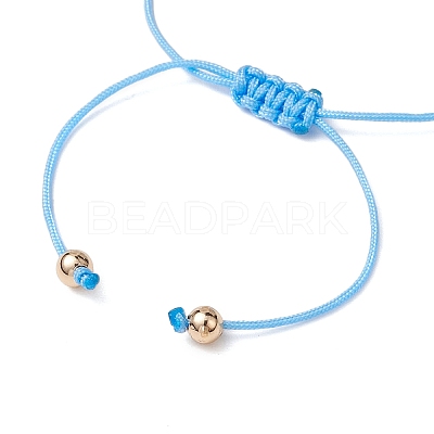 Gemstone Braided Bead Bracelet BJEW-JB11013-01-1