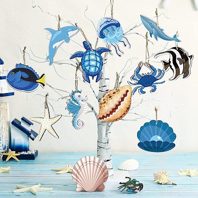 Ocean Theme Wooden Sea Animal Pendant Decorations PW-WGE3A68-01-1