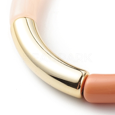 Acrylic Curved Tube Beaded Stretch Bracelet for Women BJEW-JB08438-01-1