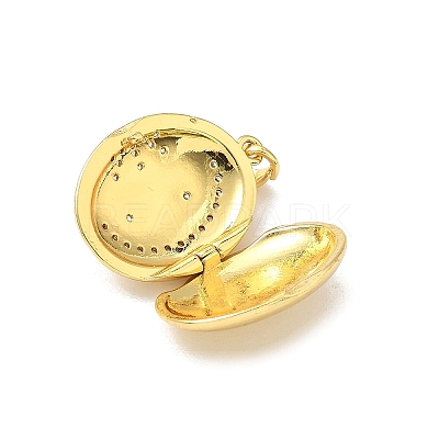 Brass Micro Pave Clear Cubic Zirconia Locket Pendants KK-F905-03G-1