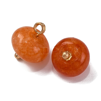Natural White Jade Dyed Saucer Charms with Rack Plating Golden Tone Brass Bails KK-B103-17B-05-1