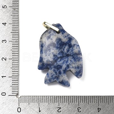Natural Blue Spot Jasper Carved Pendants G-G460-01G-06-1