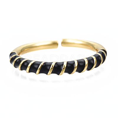 Enamel Wrap Open Cuff Ring RJEW-N037-009-1