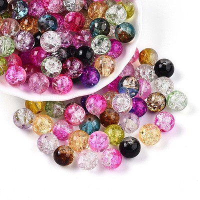Baking Paint Transparent Crackle Glass Beads DGLA-Q018-10mm-M01-1