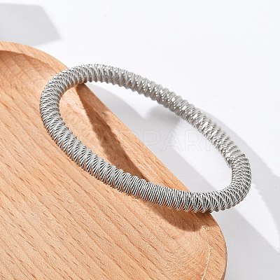 304 Stainless Steel Stretch Bangles for Women LS-BJEW-P315-02G-P-1