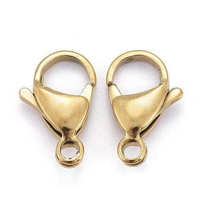 Ion Plating(IP) 304 Stainless Steel Lobster Claw Clasps STAS-H353-F-02G-1