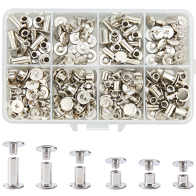 90Pcs 6 Styles Steel Snap Rivet Butt Screw STAS-CP0001-07-1