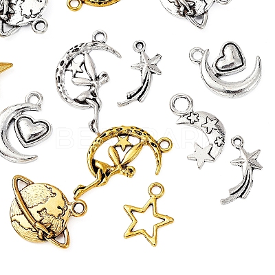 50Pcs 10 Style Starry Sky Theme Alloy Pendants FIND-YW0001-33-1