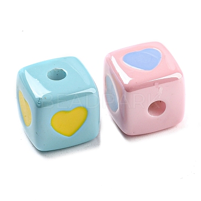 Opaque Colourful Acrylic Enamel Beads X-OACR-L001-03-1