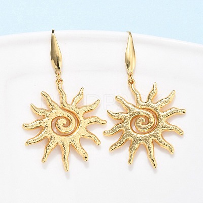Sun 304 Stainless Steel Dangle Earrings X-EJEW-C142-10G-1