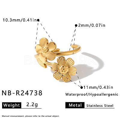 304 Stainless Steel Cuff Open Rings for Women WG51A71-01-1