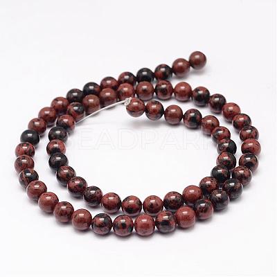 Natural Mahogany Obsidian Bead Strands G-K153-B17-4mm-1