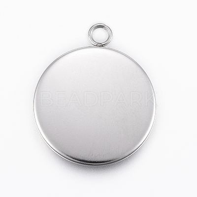Tarnish Resistant 304 Stainless Steel Pendant Cabochon Settings STAS-E146-18P-18mm-1