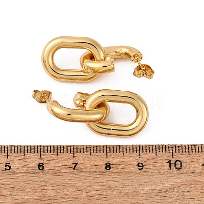 304 Stainless Steel Oval Dangle Stud Earrings EJEW-L304-04G-1