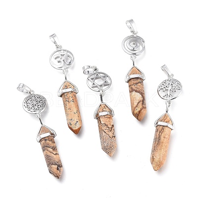 Natural Picture Jasper Pointed Big Pendants G-D0021-01P-02-1