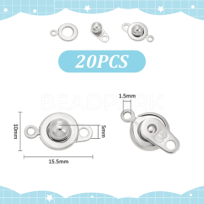 304 Stainless Steel Snap Clasps STAS-UN0009-06P-1