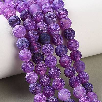 Frosted Natural Weathered Agate Beads Strands G-F374-8mm-01-1
