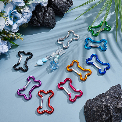 9Pcs 9 Colors Aluminum Rock Climbing Carabiners FIND-UN0010-08-1