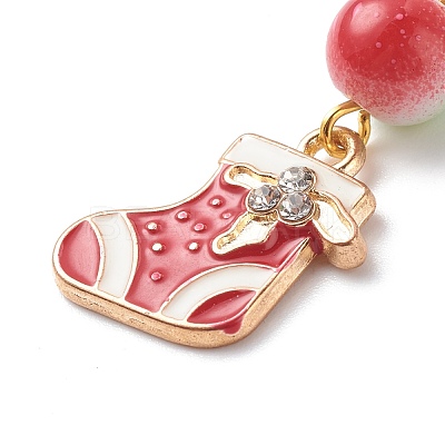 Christmas Theme Alloy Enamel Pendant Decorations HJEW-JM00749-1