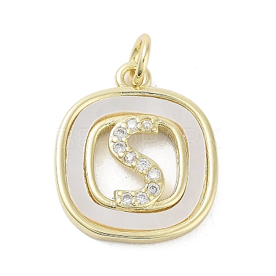 Rack Plating Brass Micro Pave Clear Cubic Zirconia Pendants KK-E102-33G-S-1