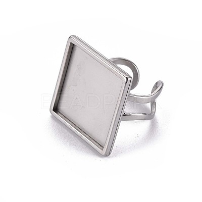 Tarnish Resistant 201 Stainless Steel Cuff Pad Ring Settings STAS-S080-041F-P-1