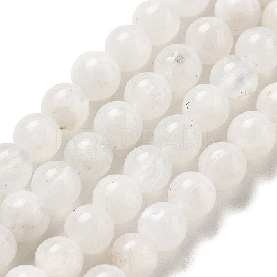 Round Grade A Natural Rainbow Moonstone Bead Strands G-M304-06-5mm-1
