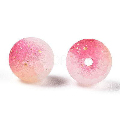 Frosted Baking Paint Crackle Glass Beads with Glitter Powder DGLA-T004-01H-1