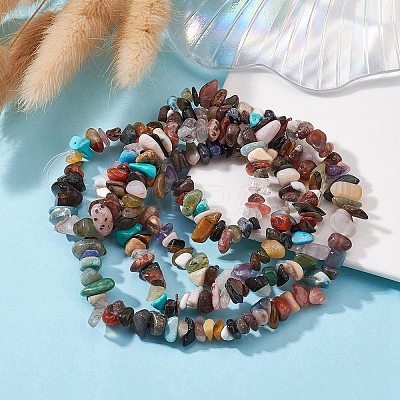 Natural & Synthetic Mixed Gemstone Beads Strands G-YW0001-47-1