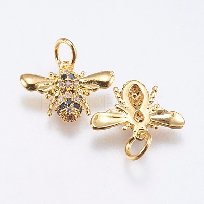 Brass Micro Pave Cubic Zirconia Pendants RB-I077-20G-RS-1