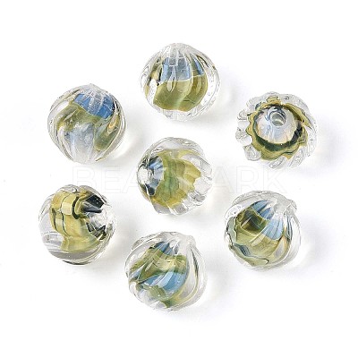Textured Inner Flower Handmade Lampwork Beads LAMP-T024-07C-1