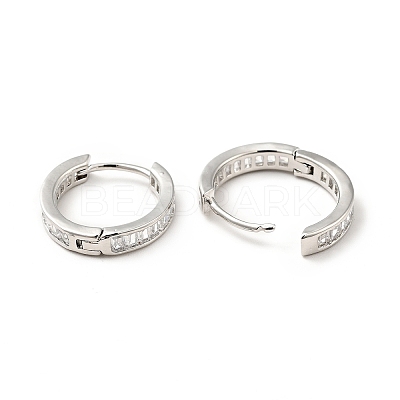 Clear Cubic Zirconia Hinged Hoop Earrings EJEW-F288-09P-1