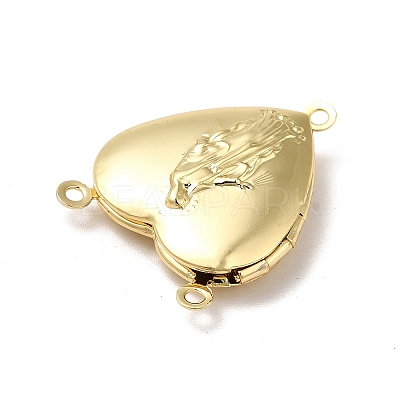 Religion Brass Heart with Virgin Locket Chandelier Component Links KK-K269-07G-RS-1