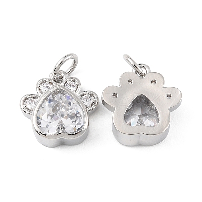 Rack Plating Brass Micro Pave Cubic Zirconia Charms KK-C021-07P-1