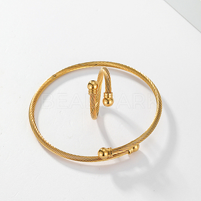 201 Stainless Steel Cuff Bangle & Open Ring KL5618-1