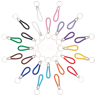 24Pcs 12 Colors Imitation Leather Keychain KEYC-CP0001-01-1