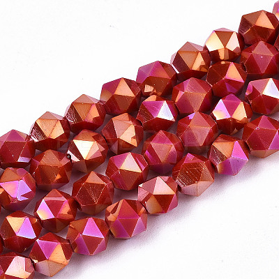 Electroplate Opaque Glass Beads Strands X-EGLA-T019-05U-1