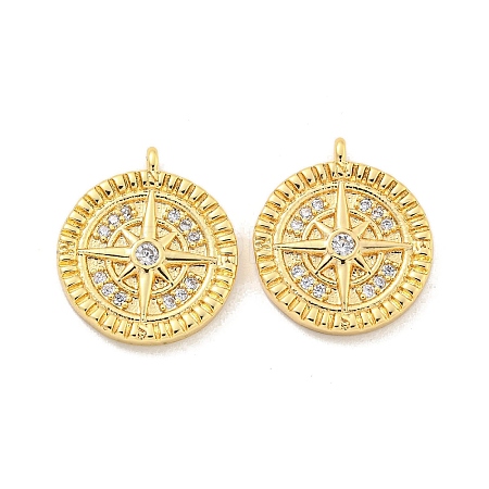 Brass Micro Pave Clear Cubic Zirconia Charms KK-Z044-35G-1