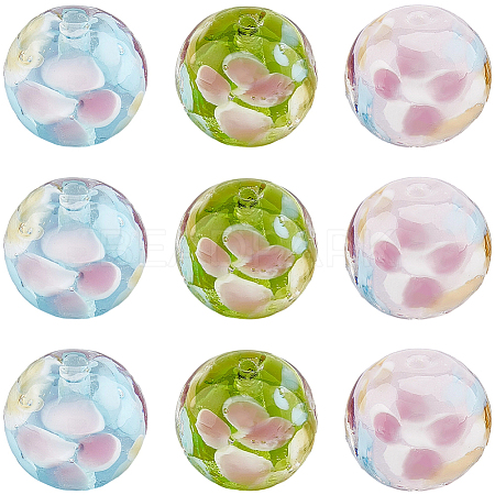 30Pcs 3 Colors Round Lampwork Beads LAMP-LT0001-01-1